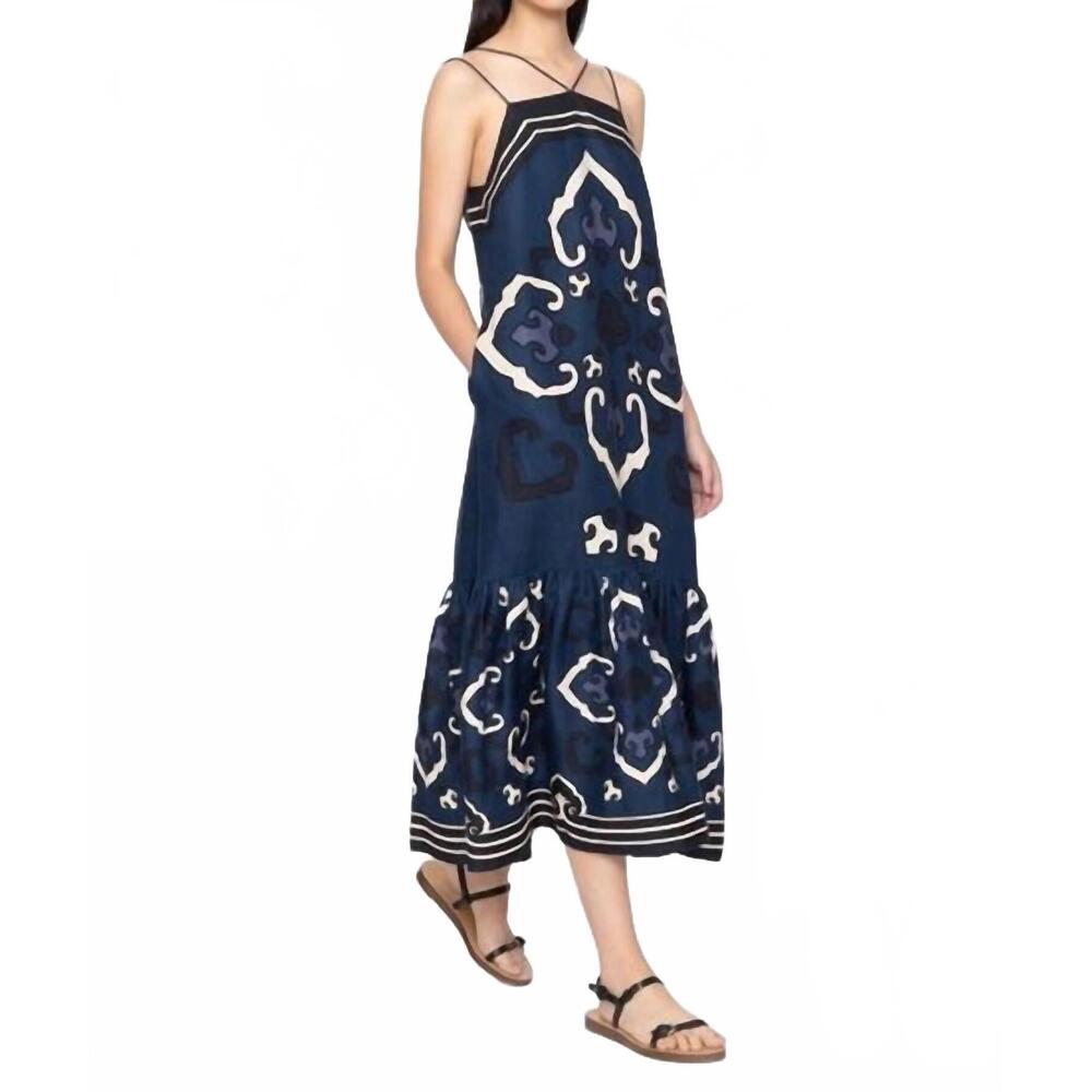 NEW SEA blaise midi dress in navy